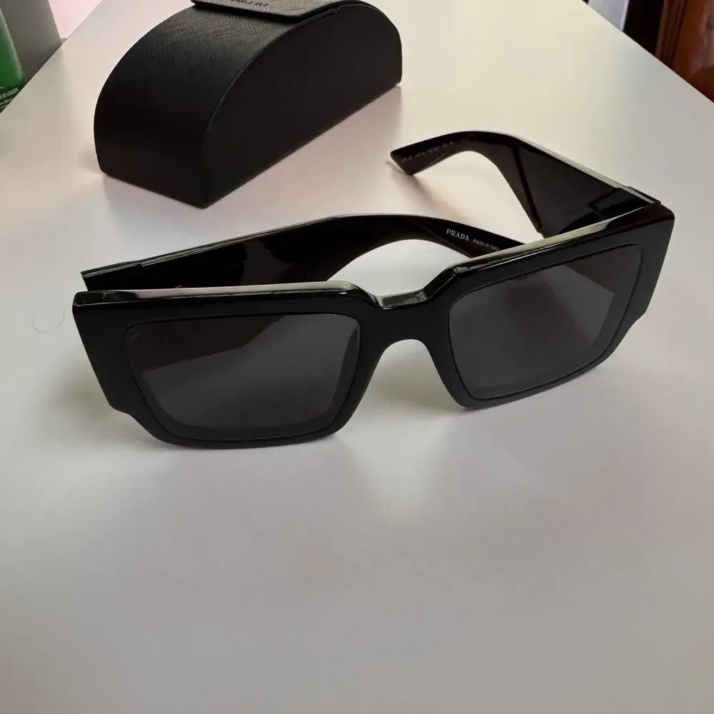 PRADA Unisex Black Silver Gray Lens Rectangle Statement Sunglasses PR 10ZS $565 - Picture 9 of 9